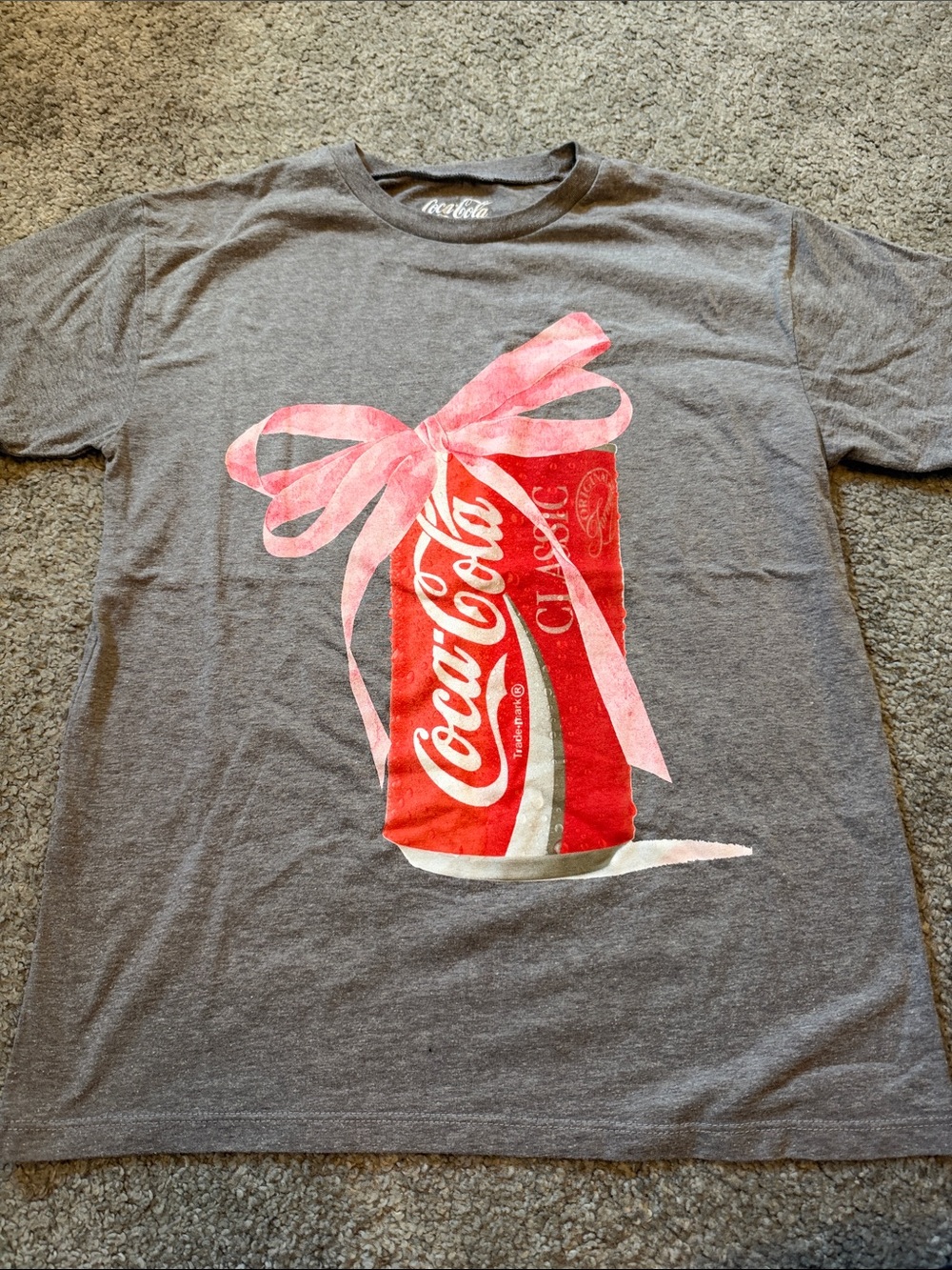 Coca Cola Kids' Gray Tee with Red Graphic Bow